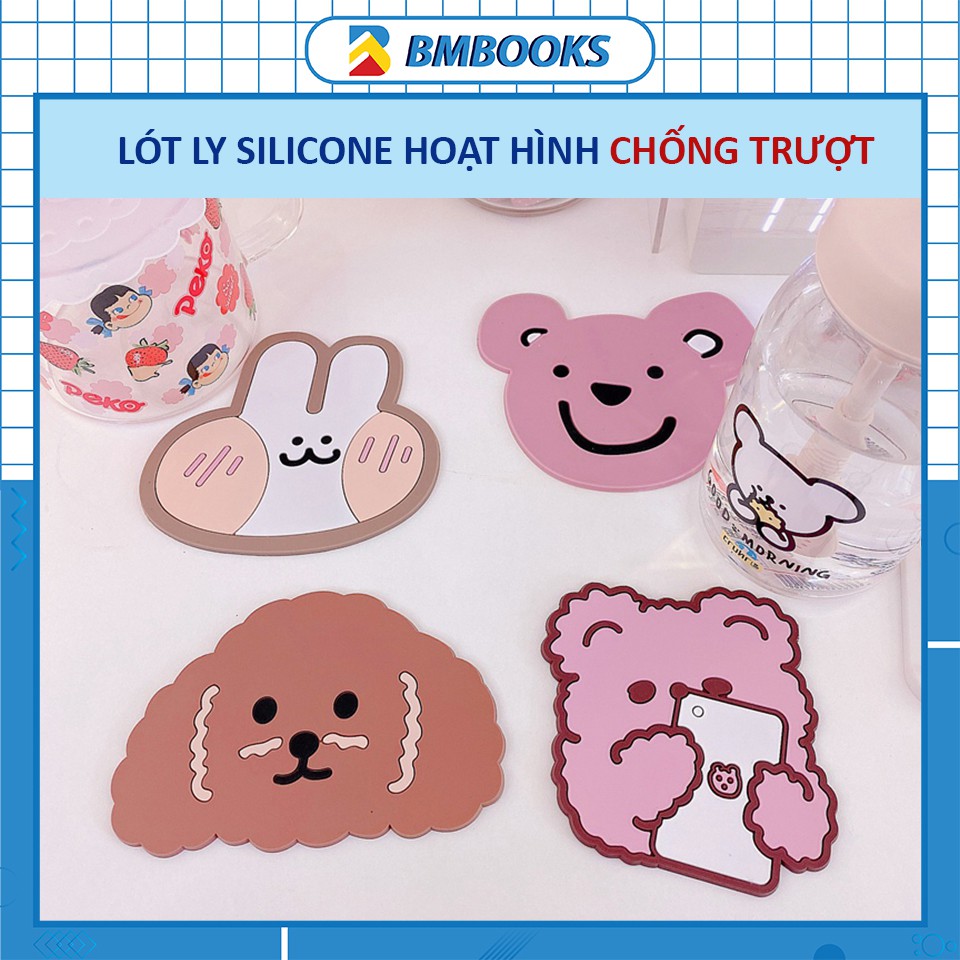 Lót ly silicon cute phong cách hoạt hình đáng yêu cách nhiệt chống trượt BMBooks