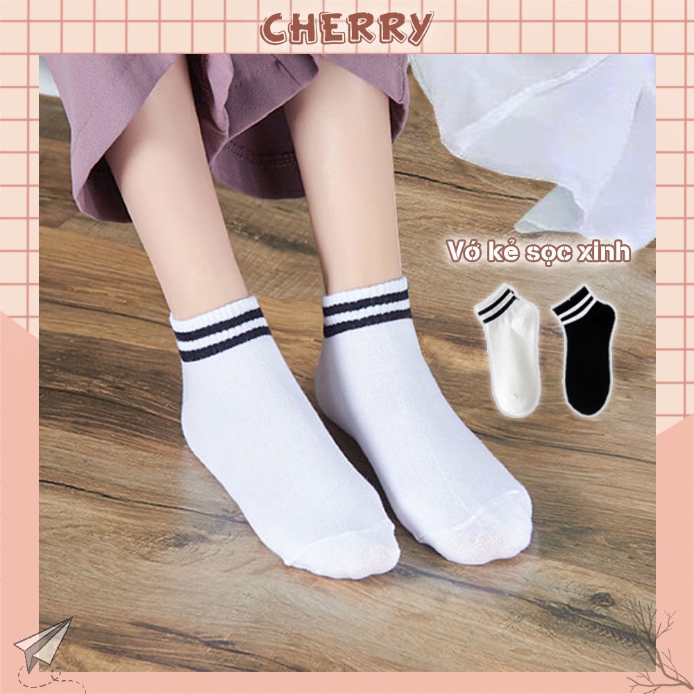 Tất cổ cao nam nữ thể thao phong cách Hàn Quốc, vớ nữ nam trắng đen chất liệu cotton mềm thoáng mát - Cherry Shop