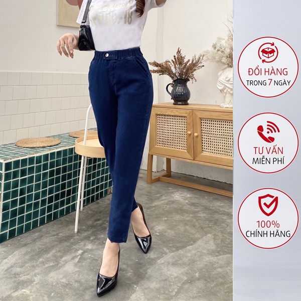 Quần jean nữ baggy lưng thun quần bò cạp chun co giãn chiều 4 chiều mặc là đẹp V191