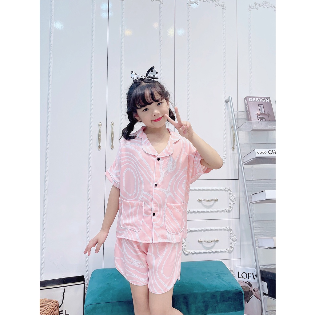 Bộ Pizama cộc tay Mẹ và Bé từ 16-60kg chất lụa Mago cao cấp❤️Bộ quần áo mặc nhà ❤️Sét mẹ và bé - M0030