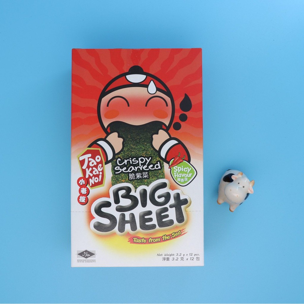 [4 Vị] Hộp 12 Gói Snack Rong Biển Tao Kae Noi Big Sheet Miếng 3.2gr - Thái Lan