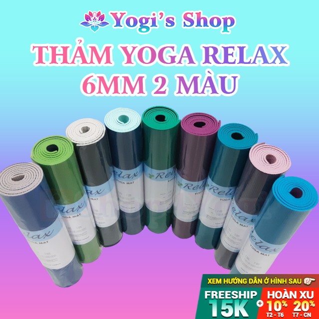 Thảm Tập Yoga Relax PVC 6mm 2 Màu Và Túi Đựng | Hàng Đài Loan Xuất Khẩu