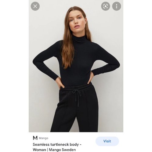 Áo body dài tay cổ lọ len cotton gân sọc Mango VNXK áo giữ nhiệt xuất khẩu dư xịn màu đen vs xám mng