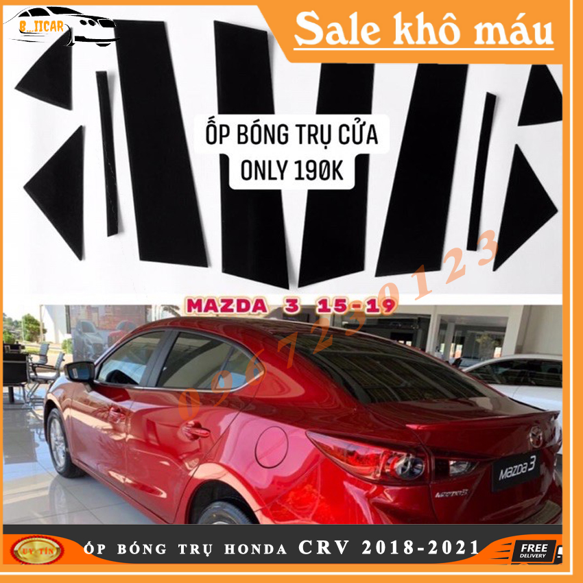 Ốp bóng trụ, bóng trầy Mazda 3 2015-2021 cửa xe tráng gương đẹp cho xe