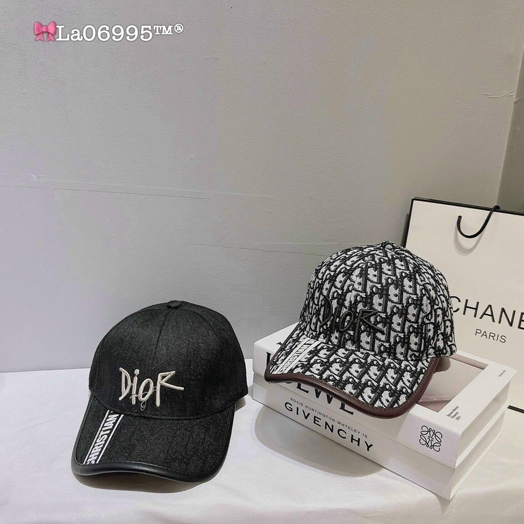 Nón kết, mũ lưỡi trai nam nữ DIOR viền da siêu chất vải đẹp chuẩn thời trang (Ảnh thật)