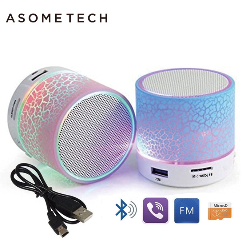 Loa bluetooth không dây mini có đèn LED tiện dụng hỗ trợ thẻ TF và cổng USB cùng micro phát nhạc/phát đài FM thông dụng