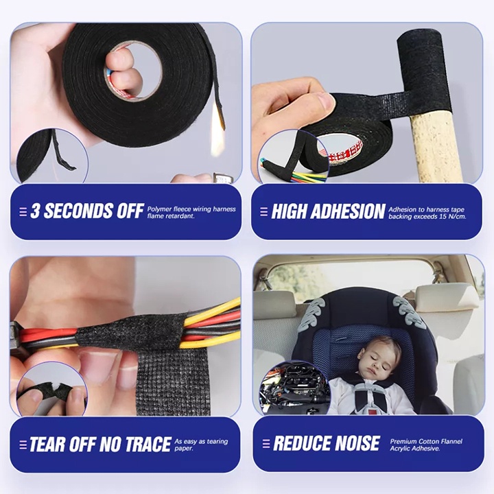 Băng dính vải chịu nhiệt dùng quấn dây điện ô tô - Băng keo vải - Băng dính cách điện