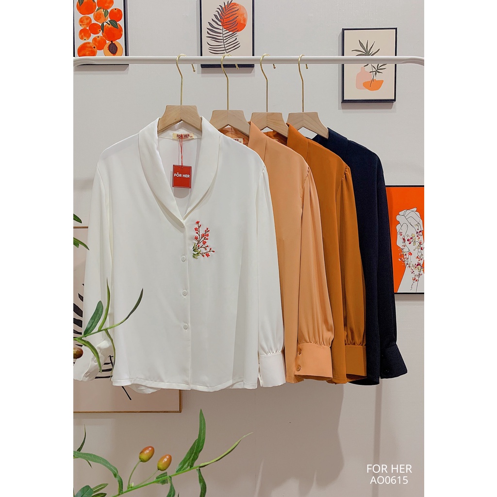 Áo cổ sam hoa thêu AO0615