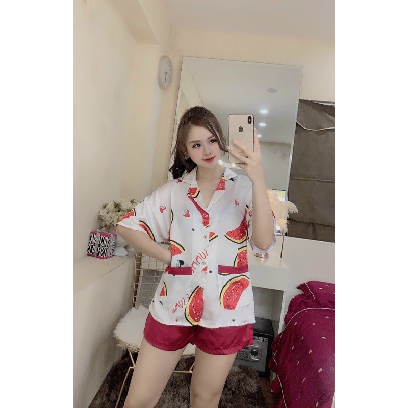 HÌNH THẬTBộ pijama cộc đùi họa tiết xinh ơi là xinh  hàng cao cấp chuẩn mịn đẹp