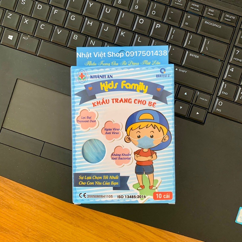 Khẩu trang Khánh An Kid Family 4 lớp cho bé từ 2-6 tuổi (Hộp 10 cái)