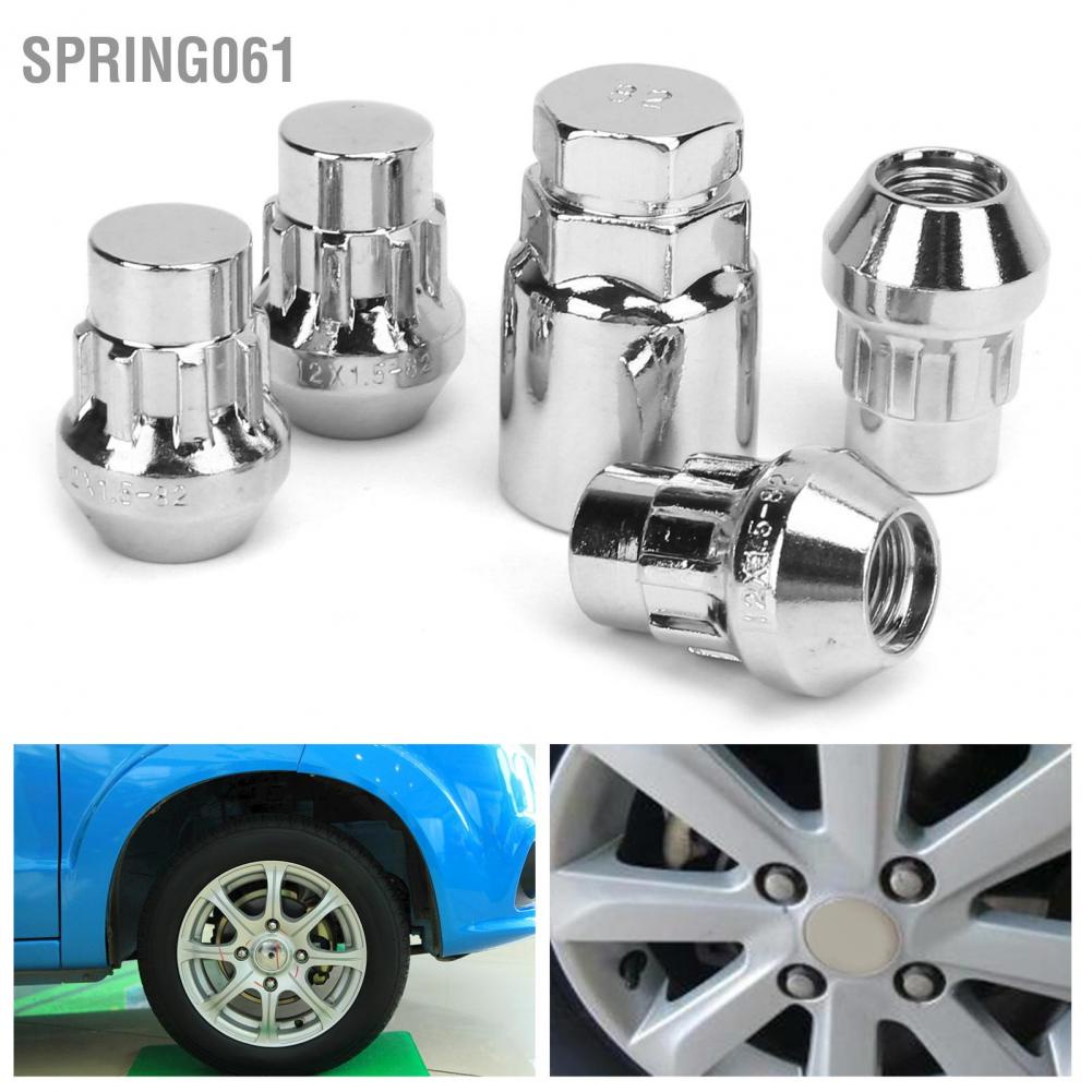 Spring061 4PCS Car Wheel Nut Locks M12x1.5MM 32MM Height Steel Universal Automobile Components