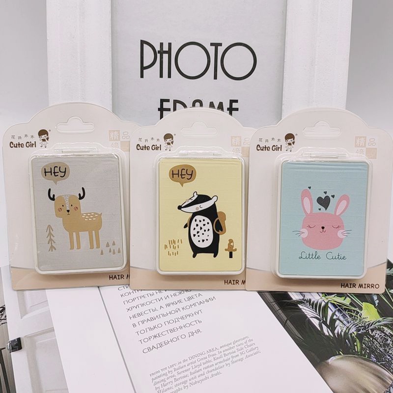 🍉Gương 2 Mặt Mini Cầm Tay - Đóng Bìa Cứng Siêu Dễ Thương Hình Vuông/ Tròn/ Chữ Nhật - Gương Trang Điểm Bỏ Túi DUASHOP