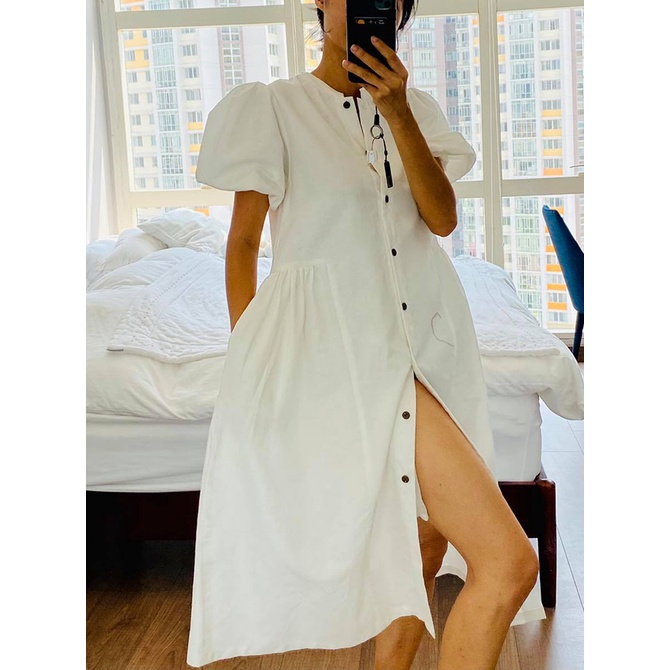 Rập Giấy 30099 - Đầm nhún eo, tay phồng lồng đèn