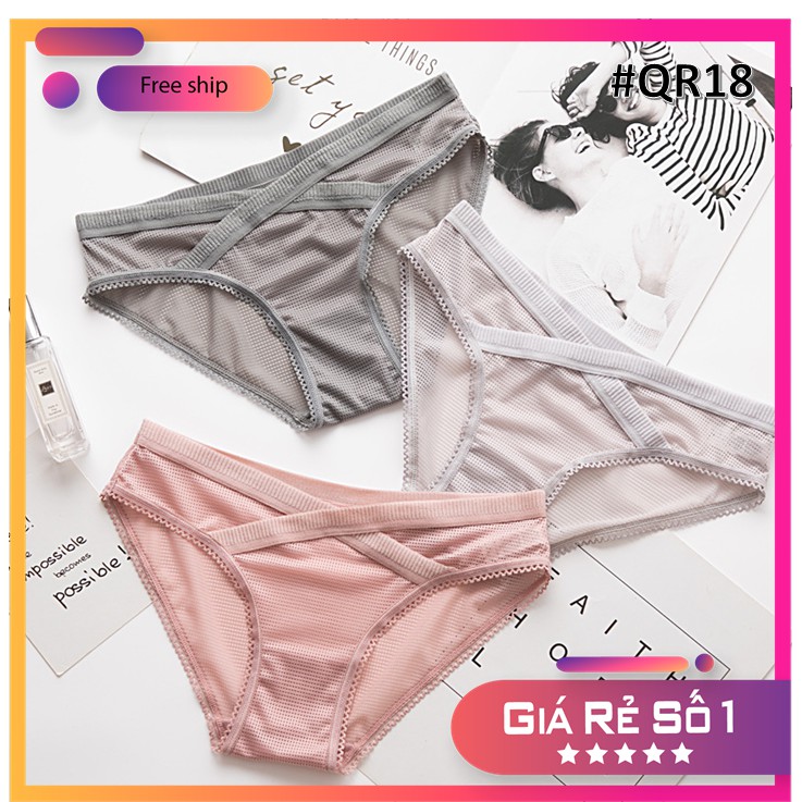 Quần lót ren LUSKA quần chíp nữ thông hơi cạp chéo gợi cảm QR18 ( inbox shop chọn màu )