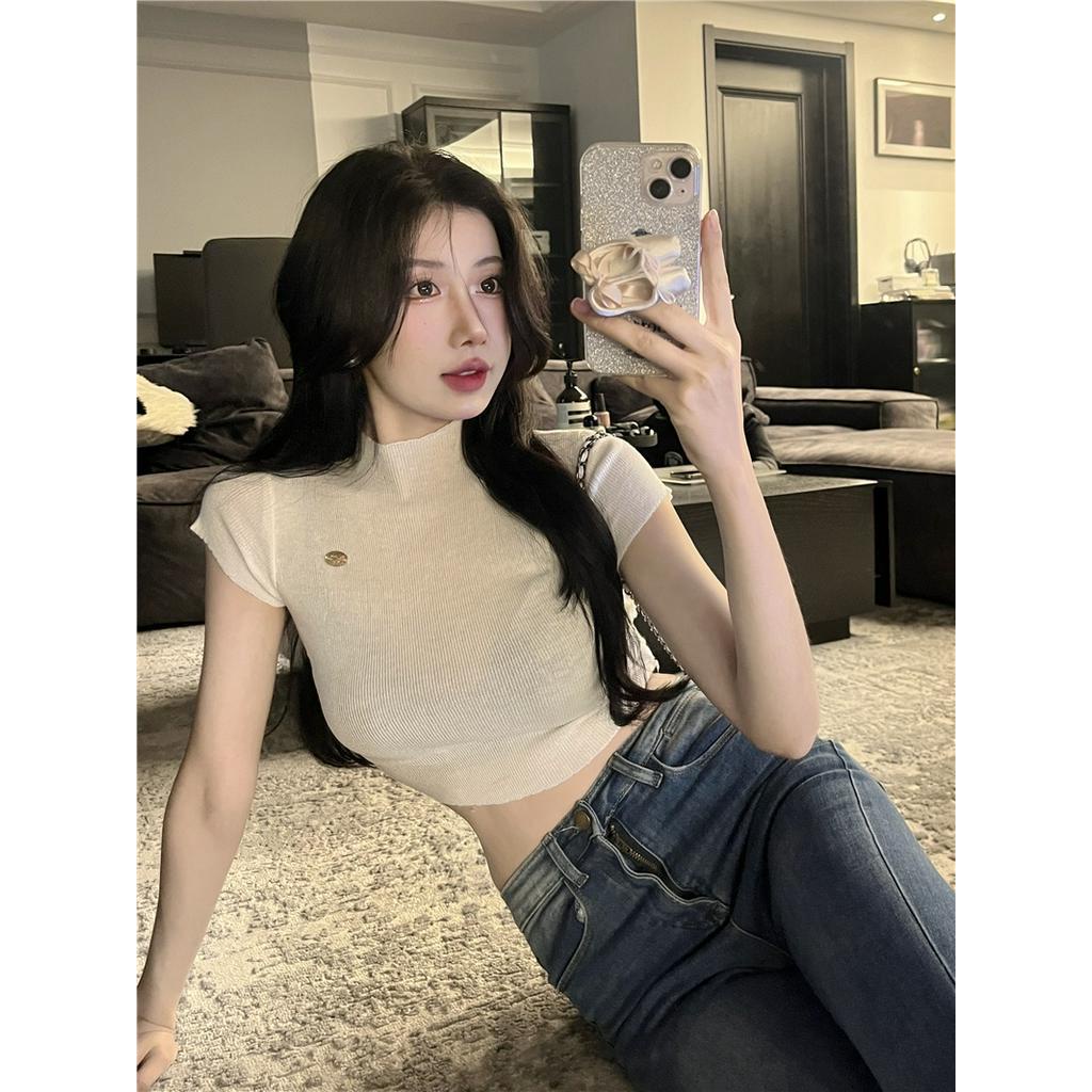 Áo Croptop Cổ Rùa Dáng Ôm Ngắn Tay Thời Trang Cá Tính 62206