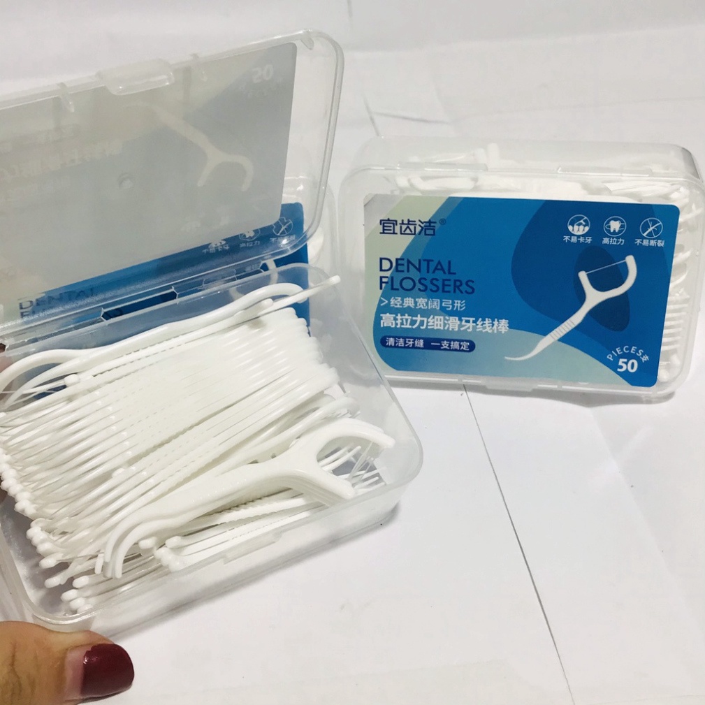 Hộp 50 Chiếc Tăm Chỉ Nha Khoa Triệt Trùng Vệ Sinh Răng Miệng DENTAL FLOSSERS