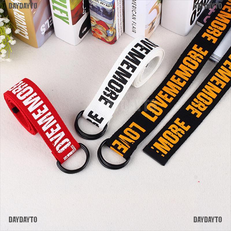 Thắt Lưng Vải Canvas Hai Lớp In Chữ D Phong Cách Harajuku Thời Trang