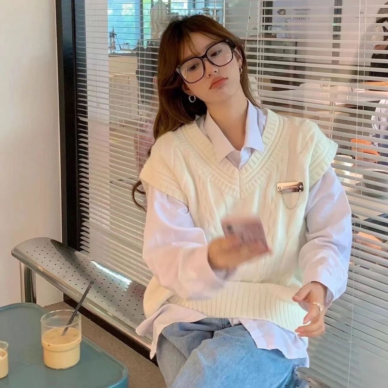Áo gile len không tay sát nách ,phong cách hàn quốc ,hàng quảng châu  có sẵn