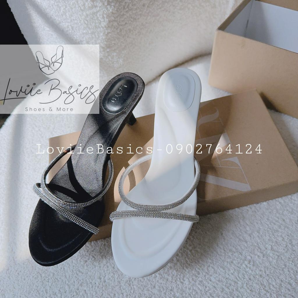 DÉP CAO GÓT LOVIIE BASICS - GUỐC NỮ PHONG CÁCH THỜI TRANG QUAI MẢNH ĐÍNH ĐÁ MŨI TRÒN HIỆN ĐẠI TEST