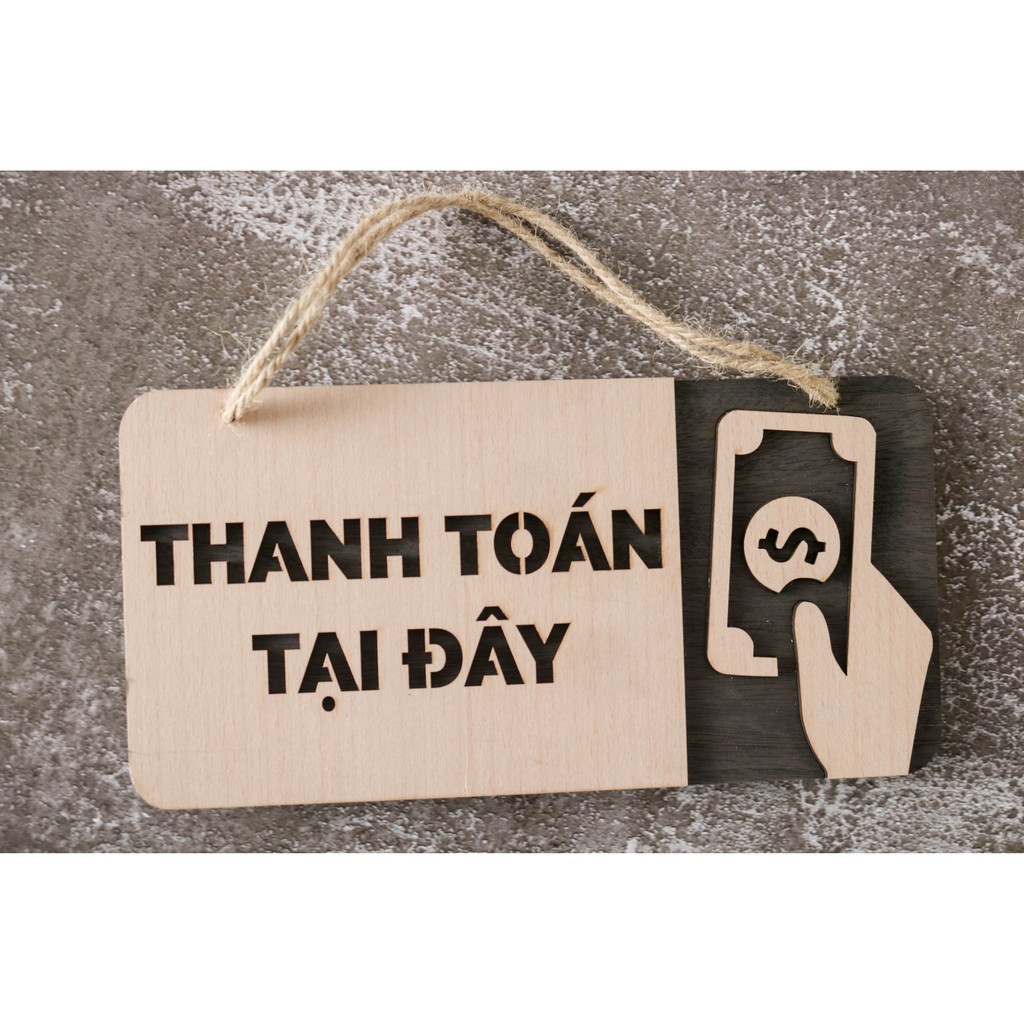 Bảng gỗ decor Thanh toán tại đây