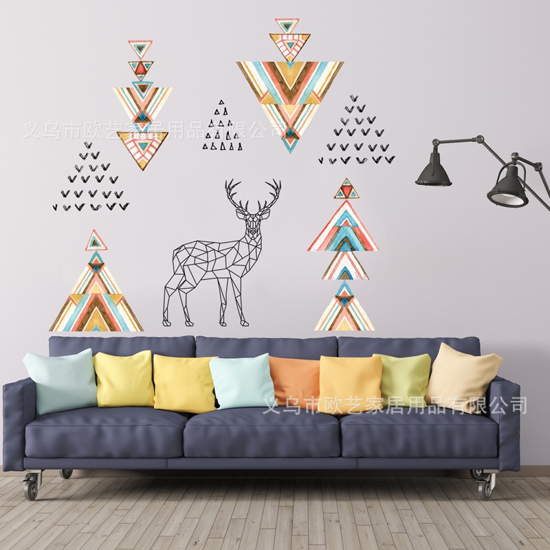 Decal Dán Tường Hươu Thổ Cẩm