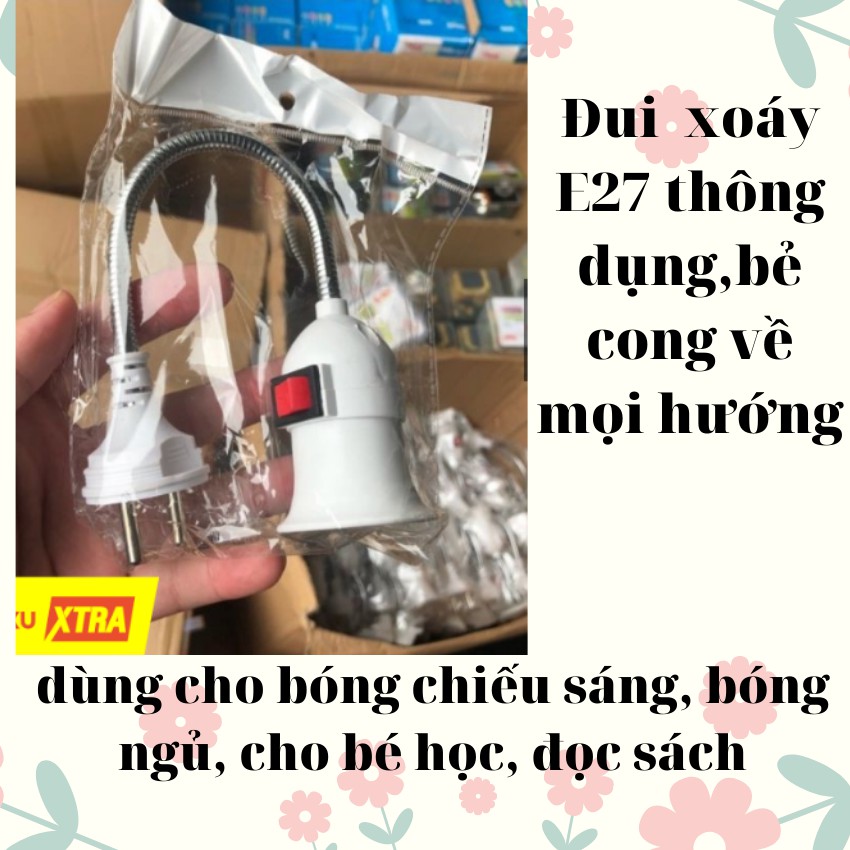 Đui Đèn Lò Xo Xoay 360 Độ Kèm Công Tắc