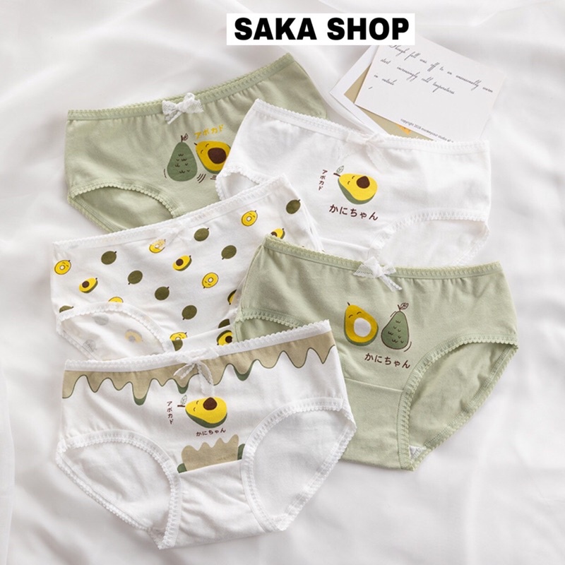 Quần lót nữ cotton hình trái bơ nhiều hoa văn