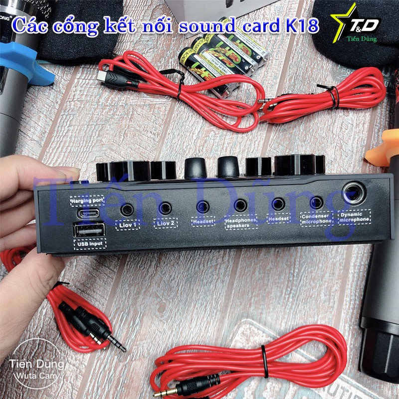 Bộ karaoke zangsong K18 kiêm sound card k18 và 2 mic không dây kèm dây truyền nhạc , dây livestream , dây nguồn