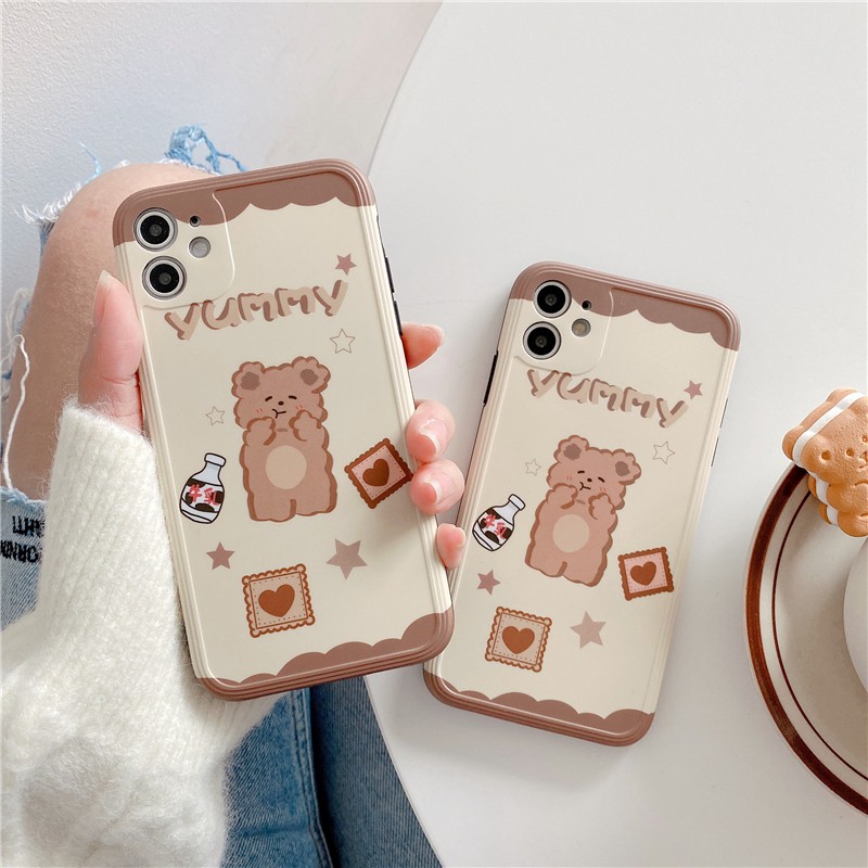 Ốp Iphone Dễ Thương💖FREESHIP💖Ốp Điện Thoại Bánh Quy Sữa Gấu Cute[ op lung dien thoai]