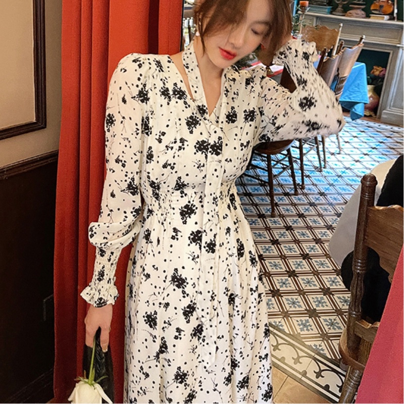Đầm Hoa Dáng Ôm Thời Trang Mùa Thu Phong Cách Hàn Quốc Cho Nữ