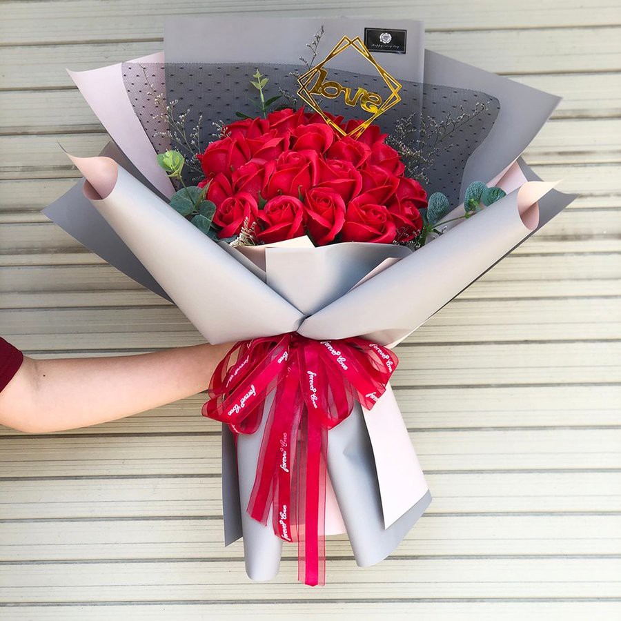 Bó 20 hoa hồng sáp thơm màu đẹp khó phai, lưu hương lâu thích hợp làm quà tặng sinh nhật, 8/3, 20/10- Giá sỉ khi mua sll