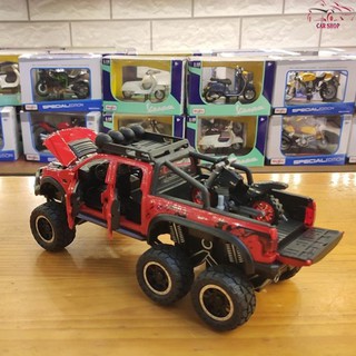 Mô hình xe ô tô Ford F150 Raptor 6x6 tỉ lệ 1:28 màu đỏ
