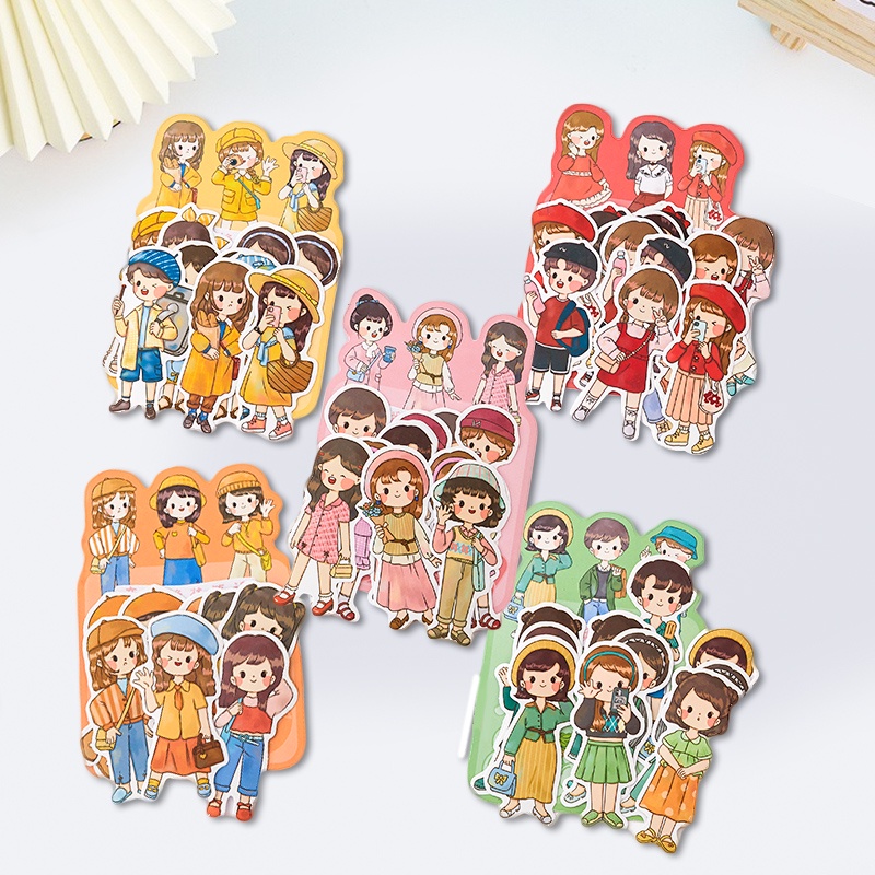 Set 20 Miếng Dán Trang Trí Nhật Ký / Nhật Ký Hình Bé Trai / Bé Gái Đáng Yêu Diy