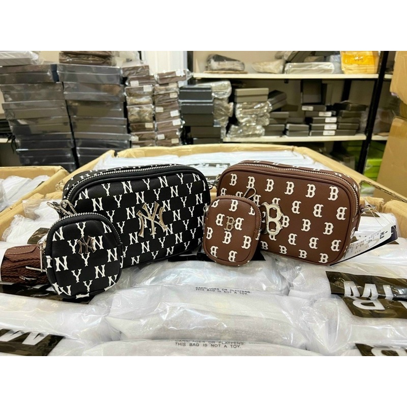 Set túi ví M L B chất da size 19cm