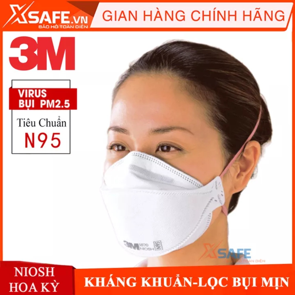 Khẩu trang N95 3M 1870+ Khẩu trang 3D 5 lớp tiêu chuẩn NIOSH Mỹ/ Phòng dịch, bảo vệ hộ hấp, chuyên dụng cho y bác sĩ