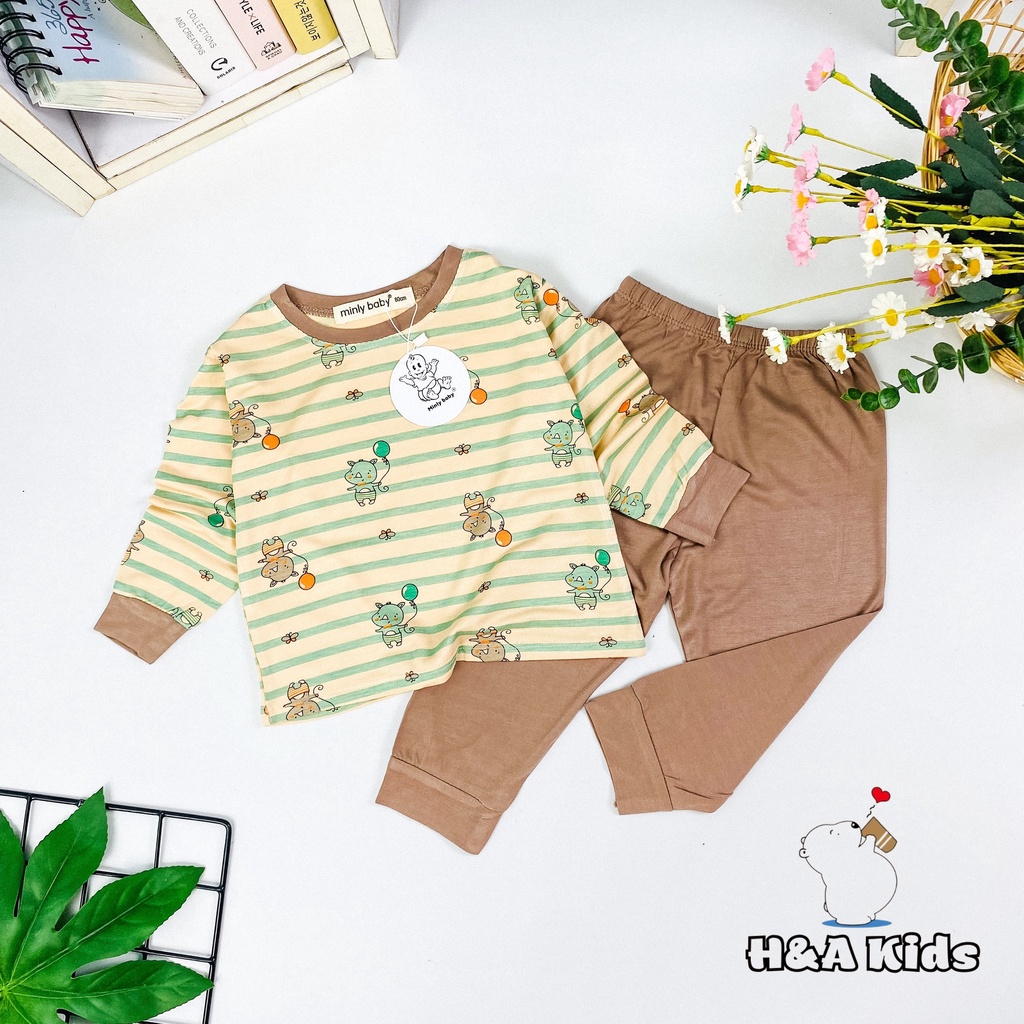 [Bé 19-32kg] Bộ dài tay thun lạnh in áo phối quần màu Minky Mom mềm mịn mát cho bé trai bé gái từ 19-32kg - HÀNG LOẠI 1