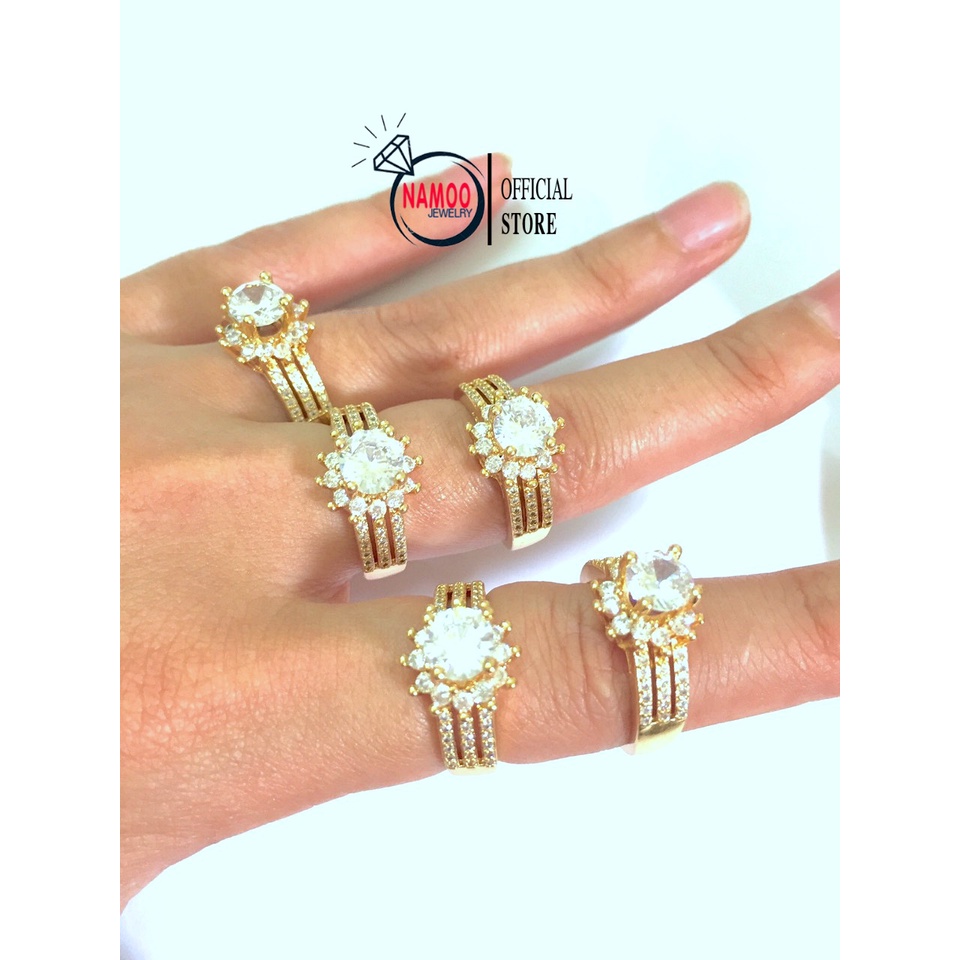 Nhẫn Mạ Vàng Nữ N697 Hình Hoa Đá Đẹp Namoo Jewelry