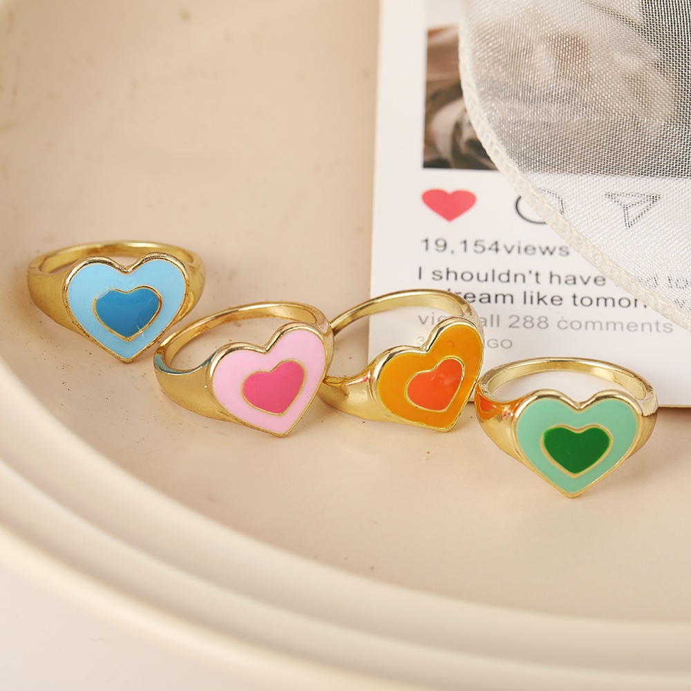 Set 4 Nhẫn Hình Trái Tim Thời Trang Hàn Quốc Cho Nữ