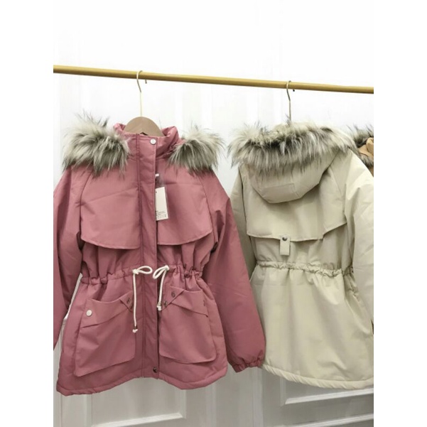 Áo Phong Cách Hàn Quốc Áo Parka Lót Lông Form Rộng Năm Màu