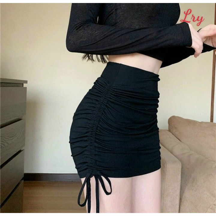Chân váy ngắn rút dây 2 bên chất thun xịn sò co giãn tốt Cam Kết Hàng Y Hình Kèm Ảnh Thật Chính Chủ ( Size dưới 55kg )