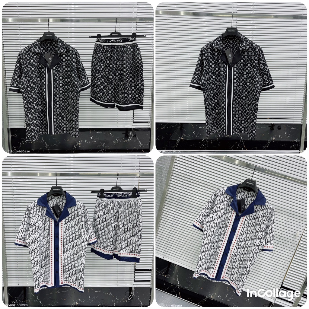 Bộ Cộc PIJAMA MIKENCO Họa Tiết in chữ MCM . Bộ Cộc Pijama Lụa Cao Cấp Siêu Mát Đi Biển. MINH TÂY STORE