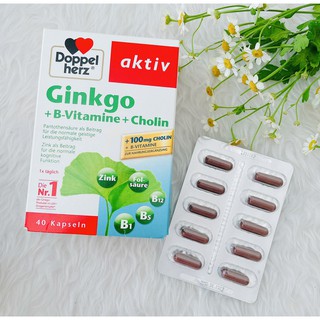 Viên uống bổ trí não DOPPELHERZ  Aktiv Ginkgo (bạch quả) hàng Đức