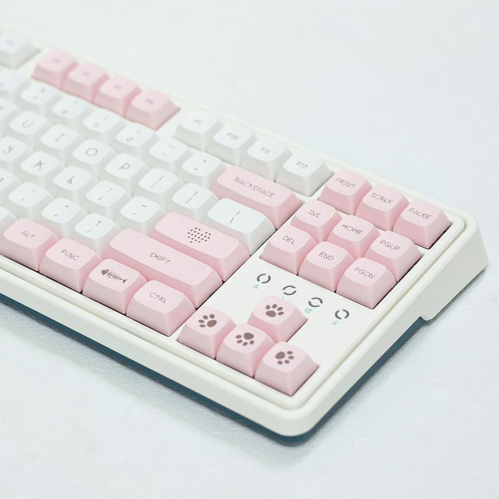 Keycap hồng - Bộ Keycap Mèo chi  cute 136 nút dùng cho bàn phím cơ - PBT XDA profile