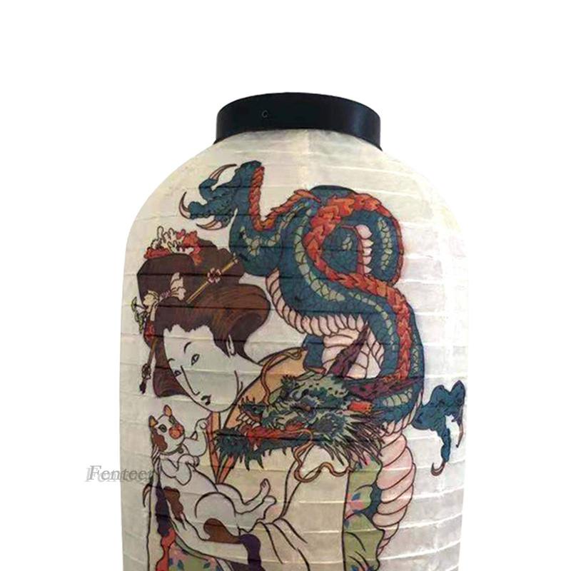 Đèn lồng bằng vải satin thiết kế theo phong cách Nhật Bản trang trí ngoài trời cỡ 20x35cm