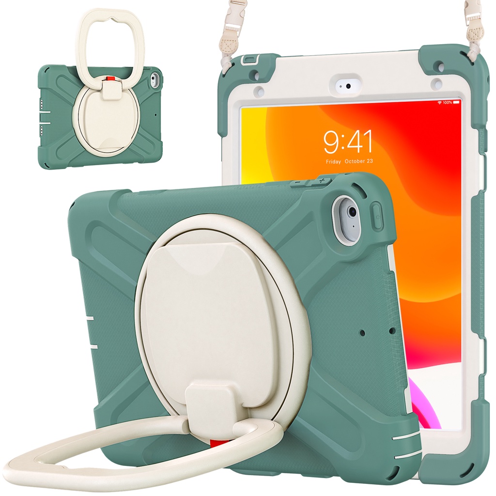 Ốp lưng có giá đỡ cho iPad Mini 5 2019 / Mini 4 2015 7.9 inch | Vỏ bọc bảo vệ kèm nhẫn đỡ điện thoại xoay 360 độ tiện dụng | Ốp máy tính bảng chống sốc có dây đeo vai và ngăn đựng bút cho iPad Mini 5/4