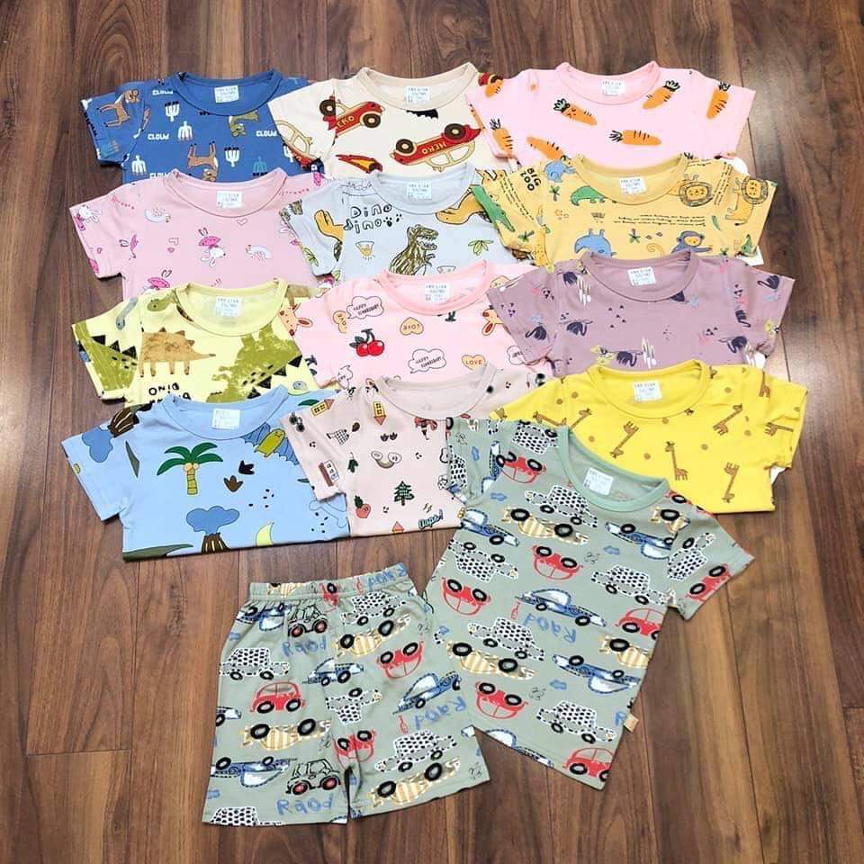 Bộ xuất Hàn cotton lạnh cho bé trai và bé gái