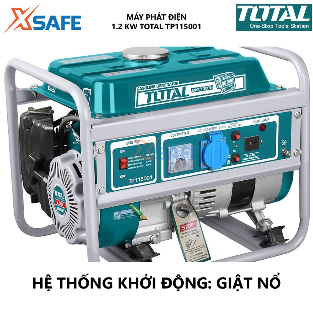 Máy phát điện chạy xăng TOTAL TP115001 động cơ phát điện dùng xăng 220-240V/50hz , Công suất tối đa 1.2 KW