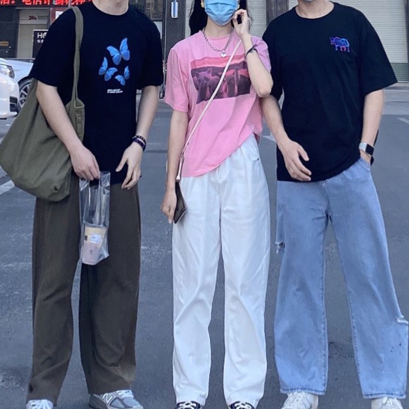 Áo thun tay ngắn cổ tròn in hình phong cách Hàn Quốc thời trang cho nữ