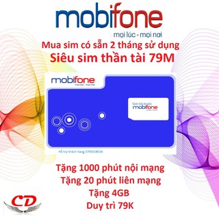 SIM 4G MOBIFONE MIỄN PHÍ 1000 PHÚT 4GB CÓ SẴN 2 THÁNG-M79-2T-2-CK