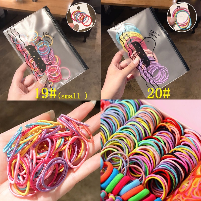 Set 100 Dây Buộc Tóc Co Giãn Nhiều Màu Sắc Phong Cách Hàn Quốc Cho Nữ